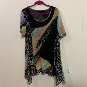 Lace brand colorful long flared free from style top with lining many colors XL